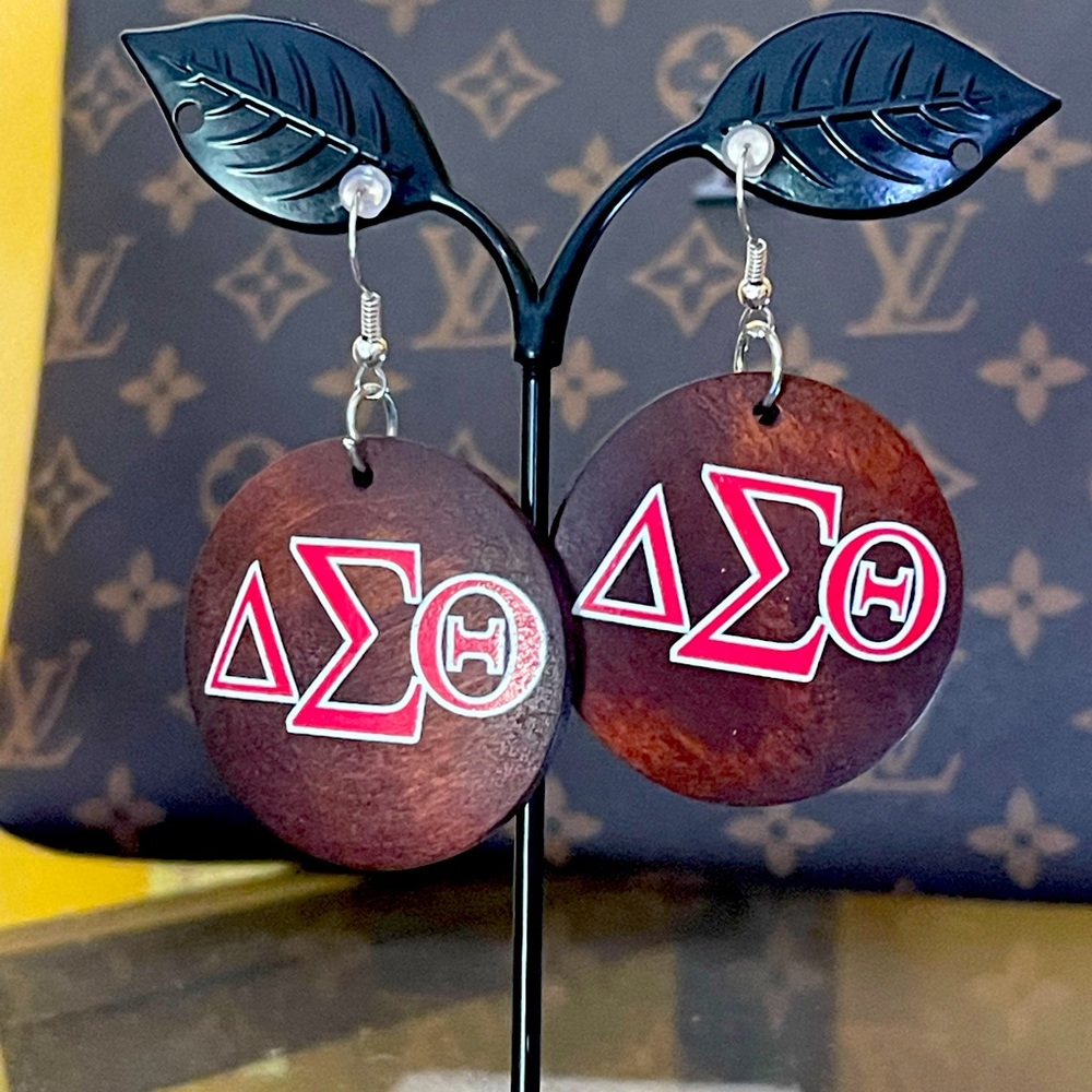 Medium sized wooden DST earrings